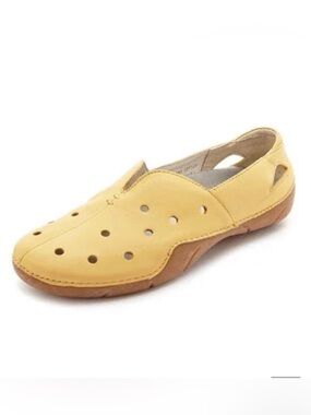 Propet Butter Yellow Leather Flats Slip On Comfort Walking Shoes Sz 7.5